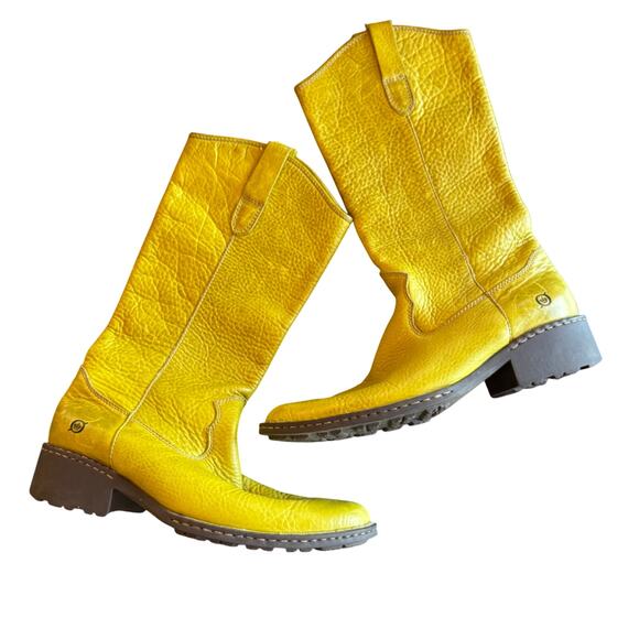 Born Shavano Chartreuse Cowboy Boots Leather Statement Bright Colorful Size 9 - Picture 1 of 11